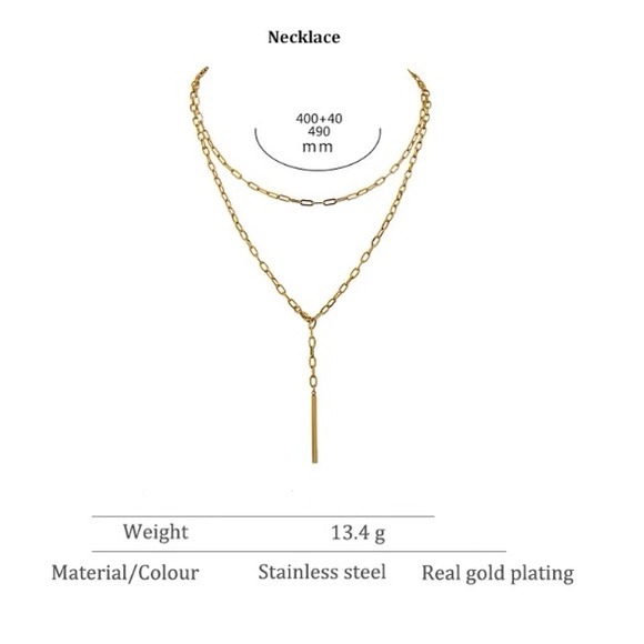 18K gold plated double layered necklace - Picture 3 of 6